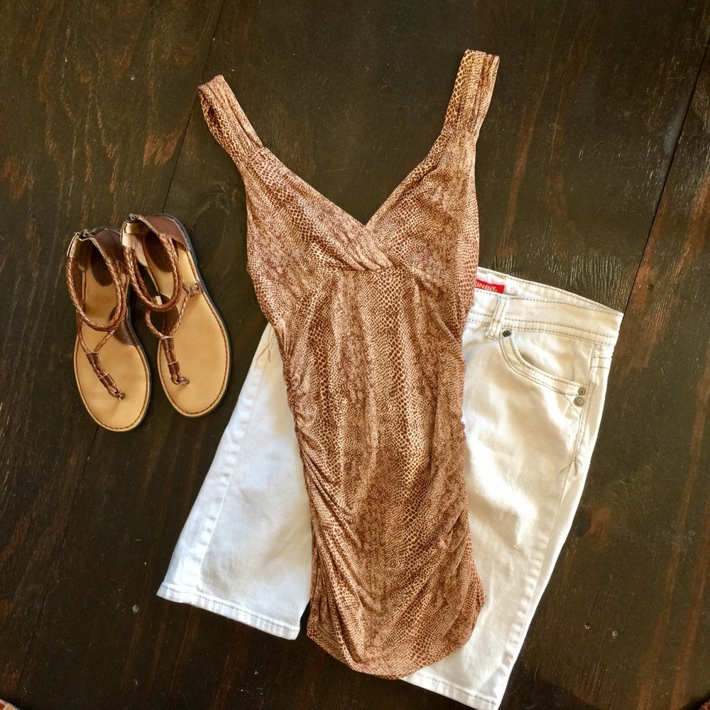 Jennifer Lopez Textured Tan Tank Top